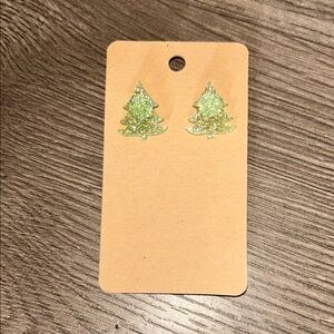 Glittery Green Christmas Tree Earrings